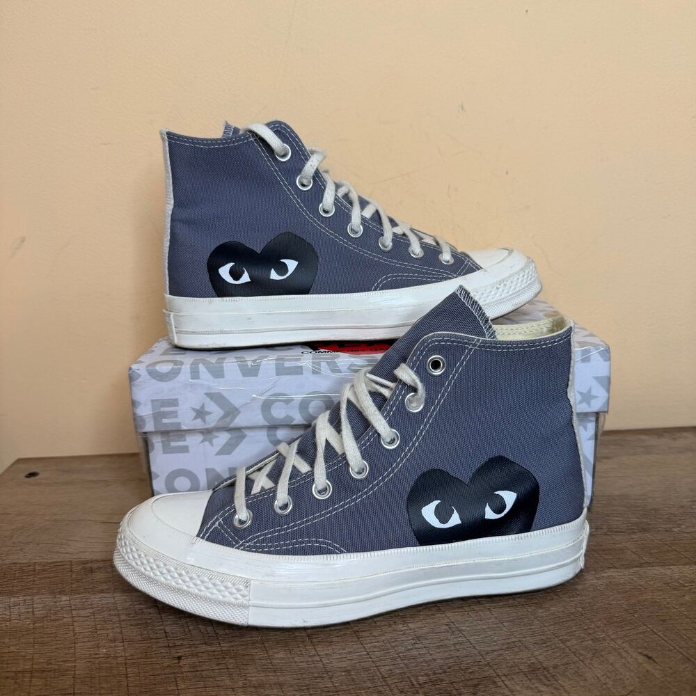 Converse x Comme des Garçons PLAY Chuck 70 High women’s size 7 steel gray - Picture 2 of 8